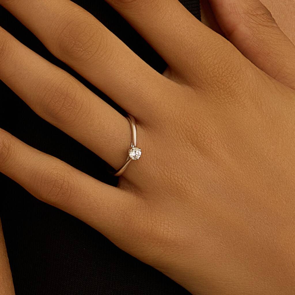 Anello Solitario Diamade Oro Bianco Diamante Lab-Grown