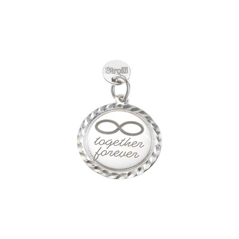 Charm in argento rodiato diamantato con incisione - Charms Donna | Stroili