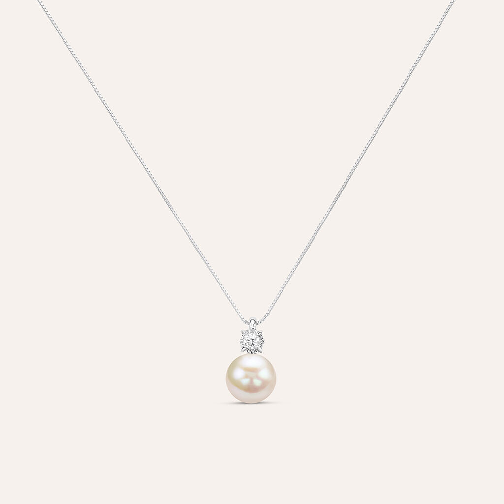 Collana Gold Pearls Oro Bianco Perla D'Acqua Dolce Diamante