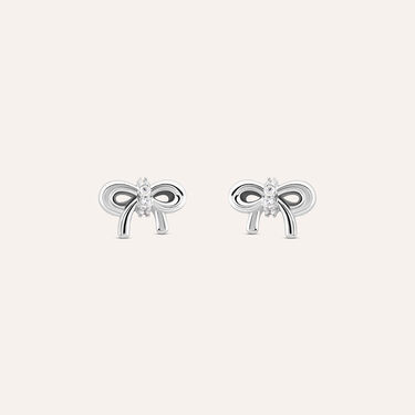 Orecchini Lobo Fiocco Silver Baby Argento Rodiato Cubic Zirconia
