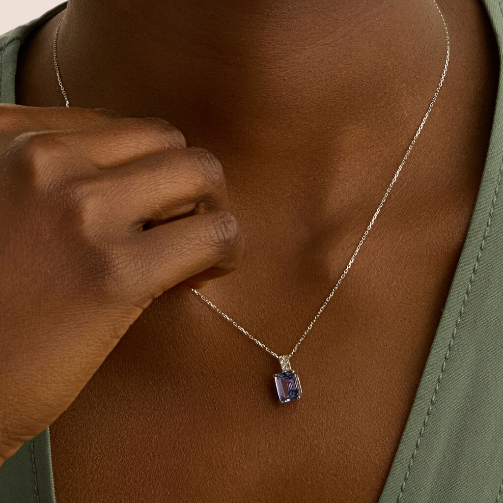 Collana Jasmine Oro Bianco Tanzanite Diamante - Collane Donna | Stroili