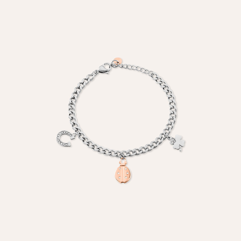 Bracciale Lady Chic Acciaio Bicolore Bianco / Rosa Cristallo - Bracciali con Incisione Donna | Stroili