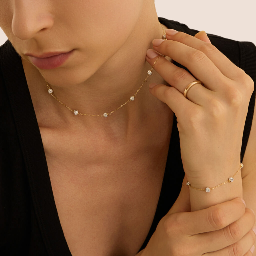 Collana Christelle Oro Giallo Cristallo