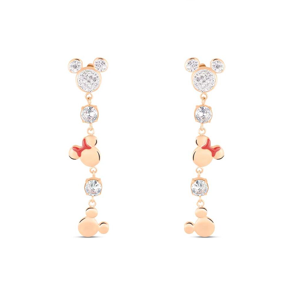 Orecchini Pendenti Mickey Mouse & Friends Acciaio Rosa Cristallo - Orecchini Pendenti Donna | Stroili