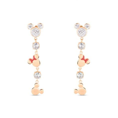 Orecchini Pendenti Mickey Mouse & Friends Acciaio Rosa Cristallo - Orecchini Pendenti Donna | Stroili