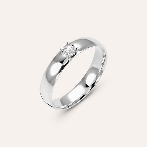 Fede Comoda 4 mm Oro Bianco Diamante - Anelli con Incisione Donna | Stroili