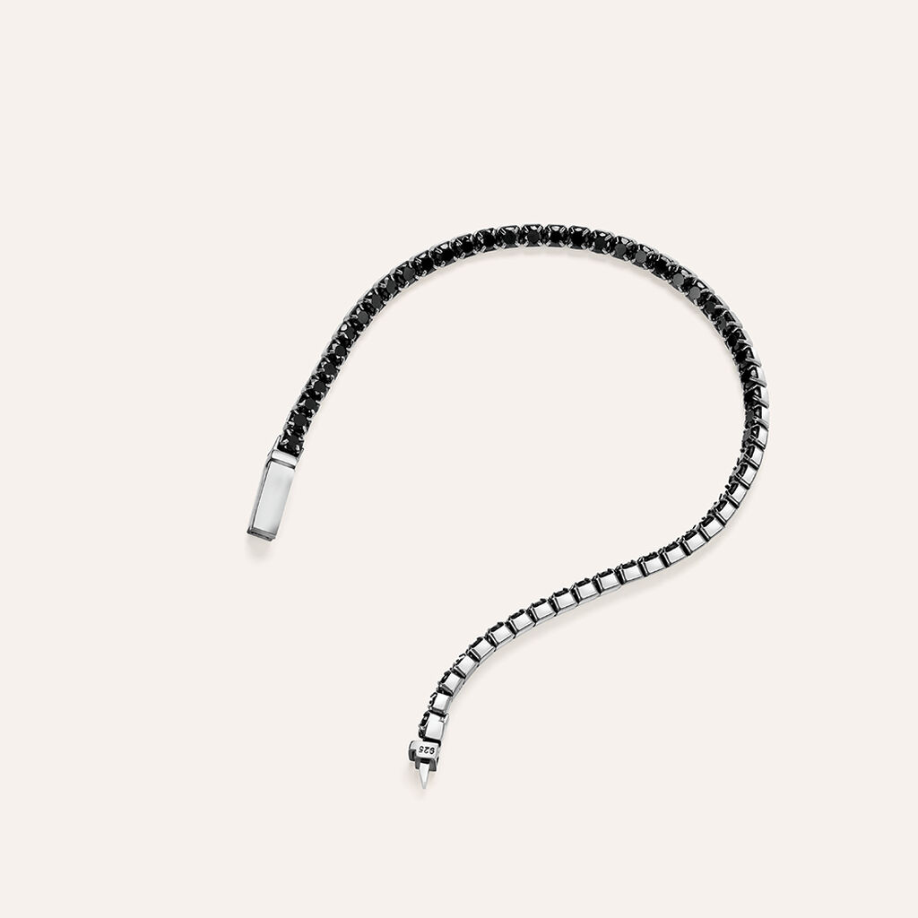 Bracciale Tennis Gentleman Argento Nero Cubic Zirconia