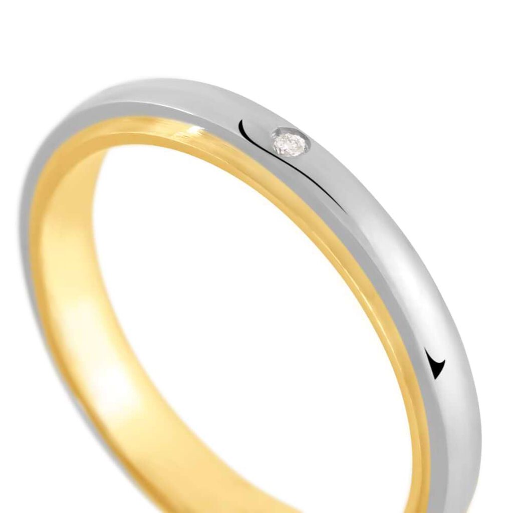 Fede Comoda 3 mm Oro Bicolore Diamante - Anelli con Incisione Donna | Stroili