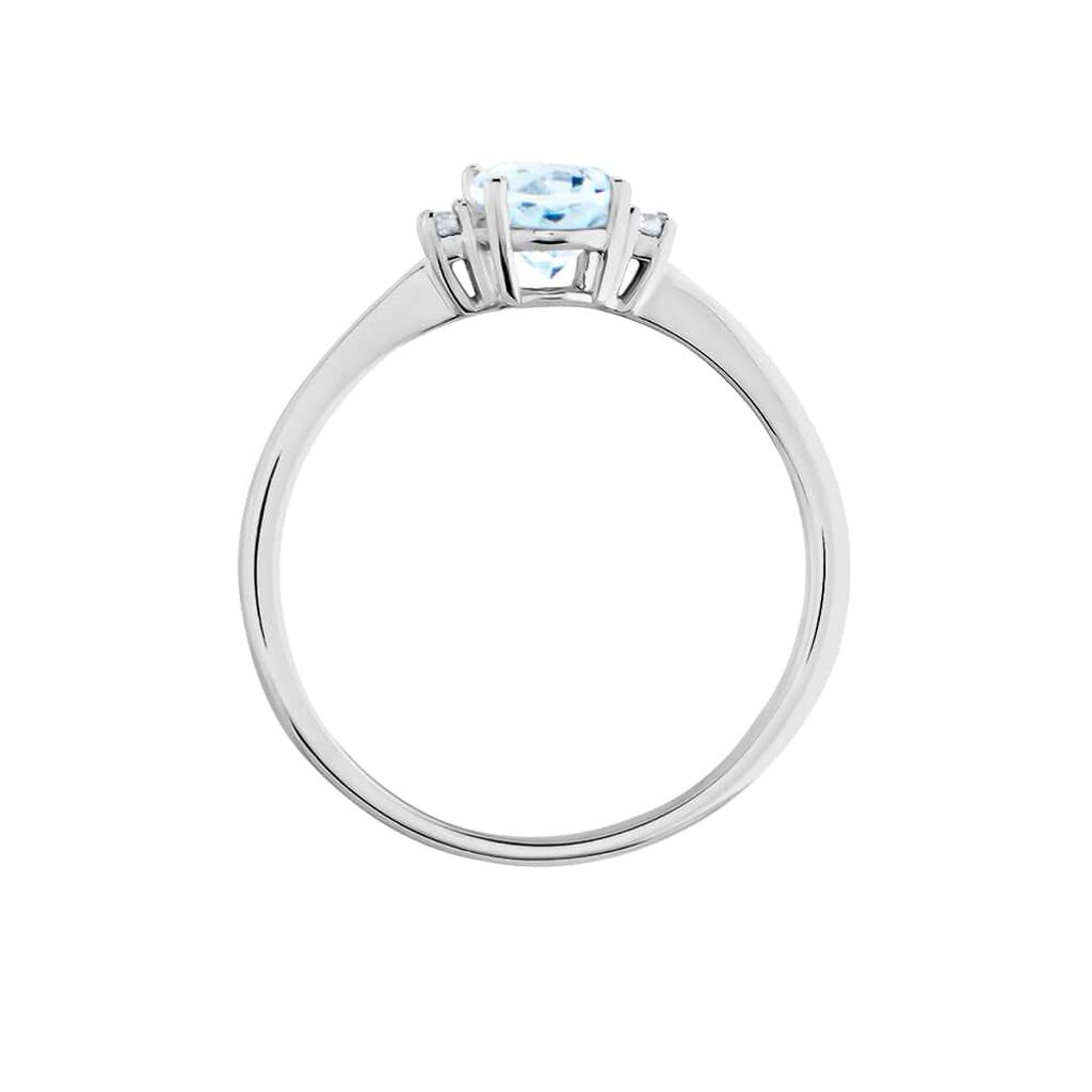 Anello Solitario Acquamarina Oro Bianco Acquamarina Diamante - Anelli con Pietre Donna | Stroili