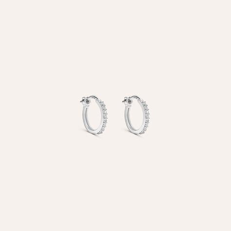 Orecchini A Cerchio Toujours Oro Bianco Cubic Zirconia - Orecchini a Cerchio Donna | Stroili