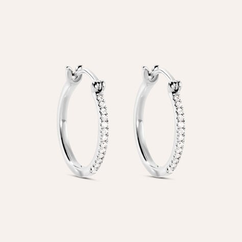 Orecchini A Cerchio Grace Oro Bianco Diamante - Orecchini a Cerchio Donna | Stroili