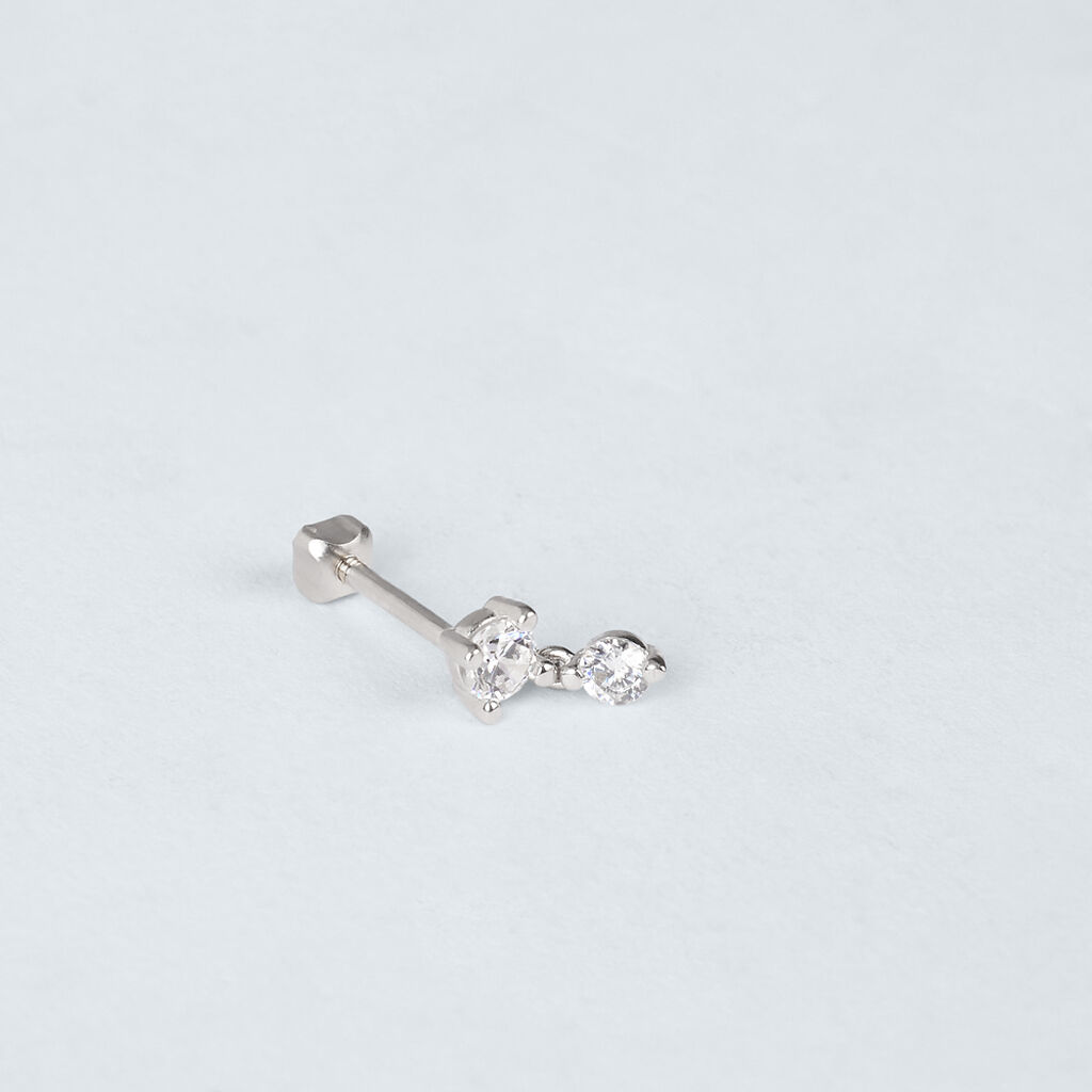 Piercing Orecchio Doppio Punto Luce Helix Ear Shine Oro Bianco Cubic Zirconia