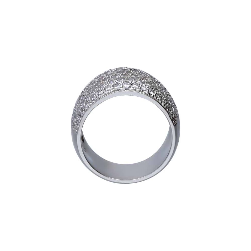 Anello in argento a fascia con pav&egrave; di zirconi