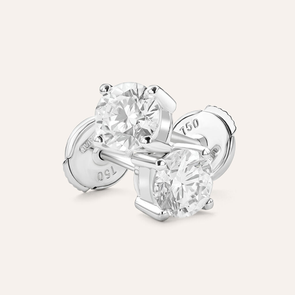 Orecchini Lobo Punto Luce Diamade Oro Bianco Diamante Lab-Grown