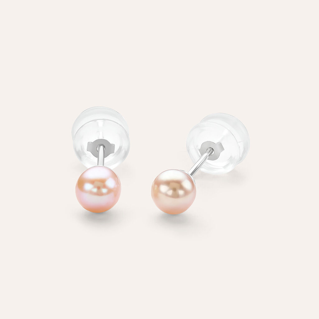 Orecchini Lobo Mon Petit Oro Bianco Perla D'Acqua Dolce