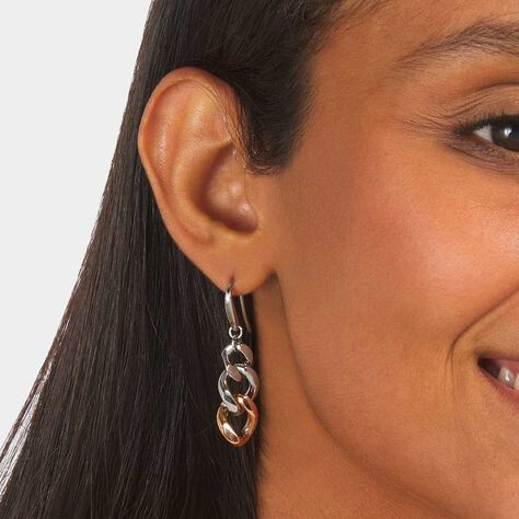 Orecchini pendenti Lady Code Acciaio Bicolore Groumette Filo - Orecchini Pendenti Donna | Stroili