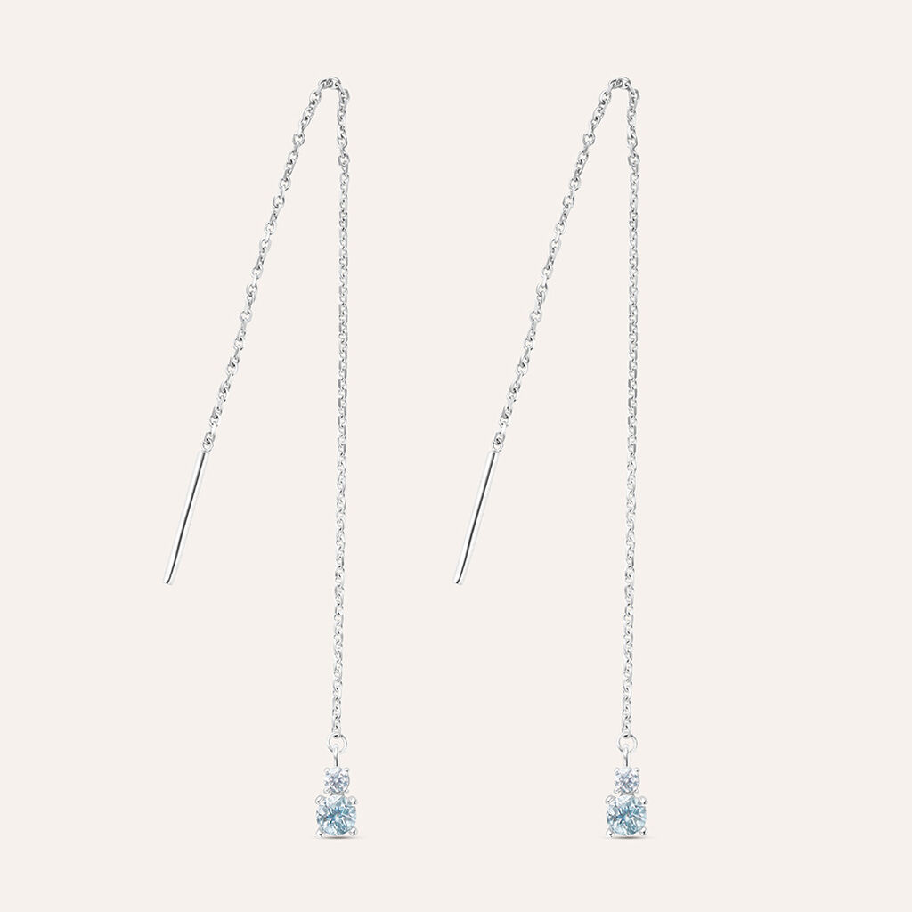 Orecchini Pendenti Saliscendi Am&eacute;lie Oro Bianco Topazio Cubic Zirconia