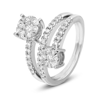 Anello Fantasia Petali Oro Bianco Diamante