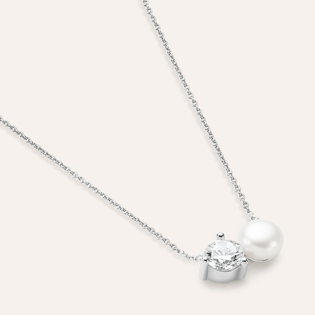 Collana Silver Pearls Argento Rodiato Perla sintetica Cubic Zirconia