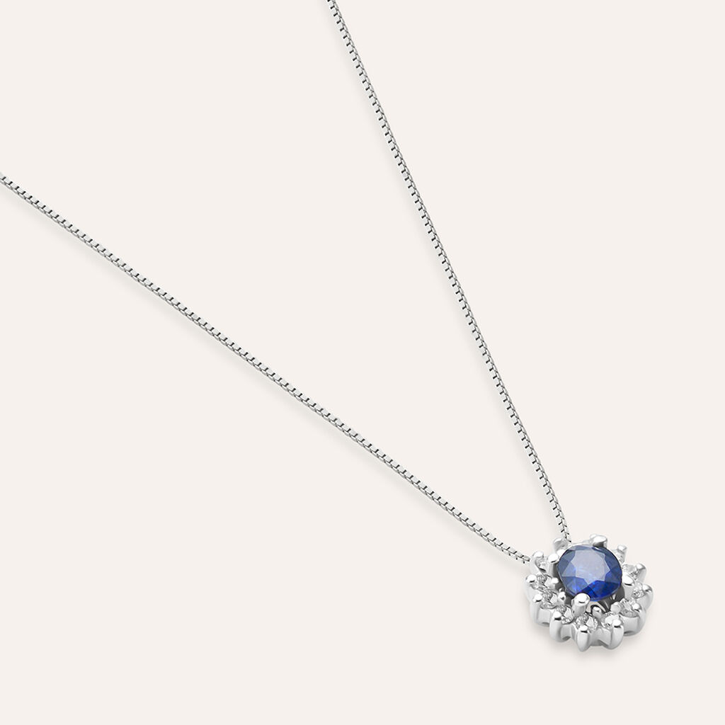 Collana Elizabeth Crown Oro Bianco Zaffiro Diamante - Collane Donna | Stroili