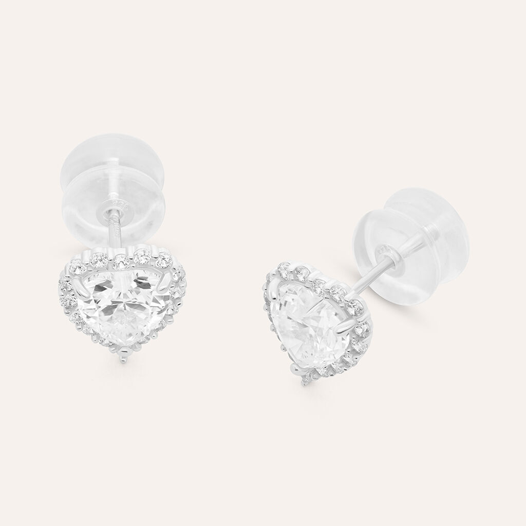 Orecchini Lobo Punto Luce Claire Oro Bianco Cubic Zirconia