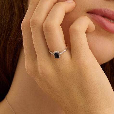 Anello Solitario Charlotte Oro Bianco Zaffiro Diamante - Anelli con Pietre Donna | Stroili