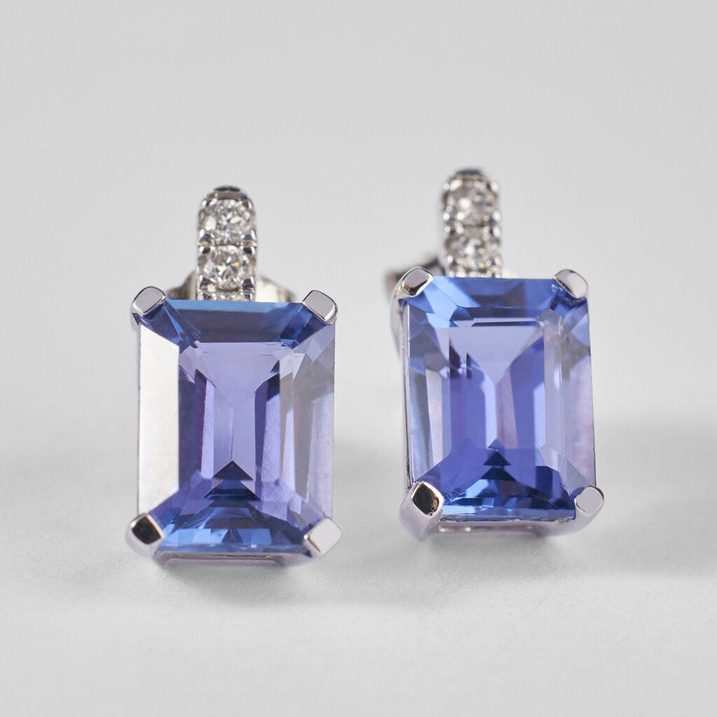 Orecchini Lobo Jasmine Oro Bianco Tanzanite Diamante - Orecchini a Lobo Donna | Stroili
