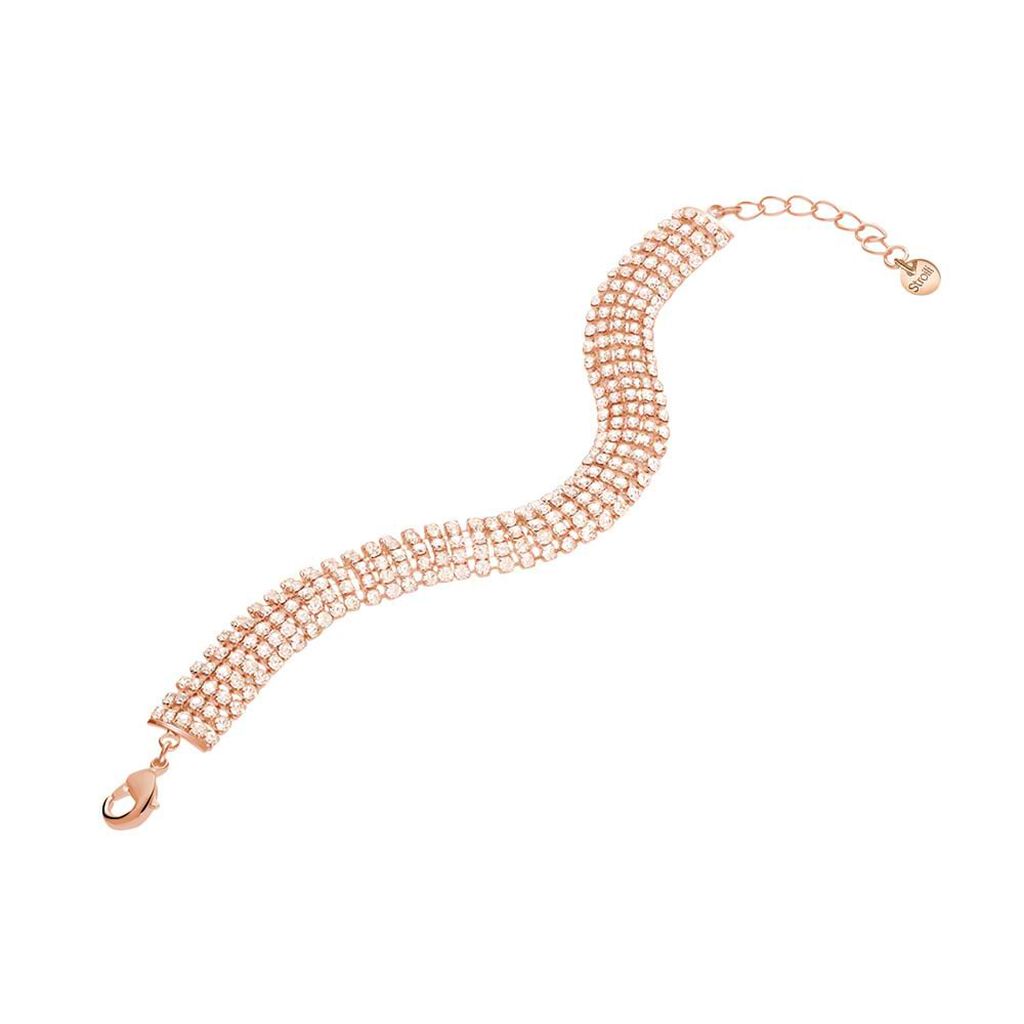 Bracciale Tennis Romantic Shine Metallo Rosa Cristallo
