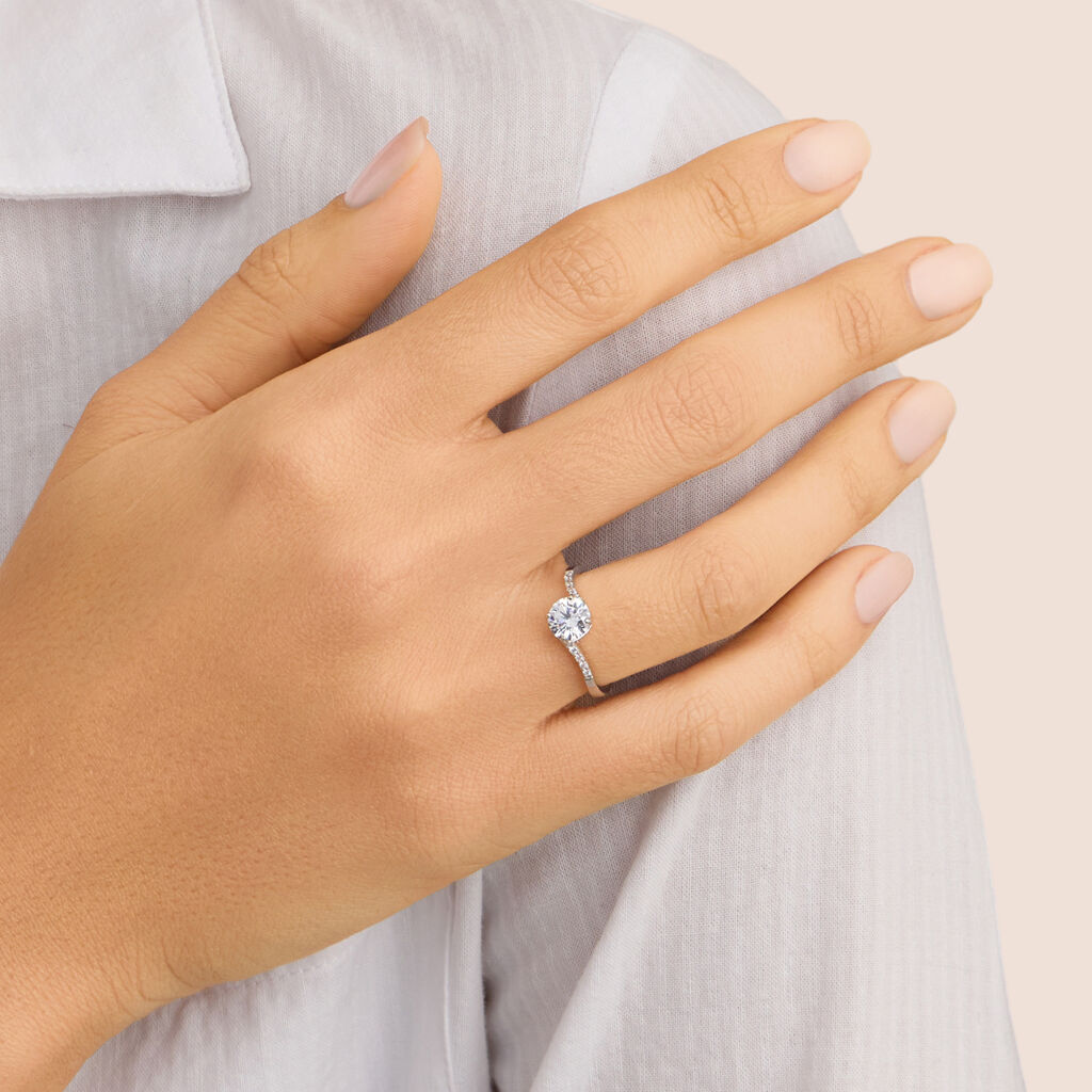 Anello Solitario Silver Elegance Argento Rodiato Cubic Zirconia