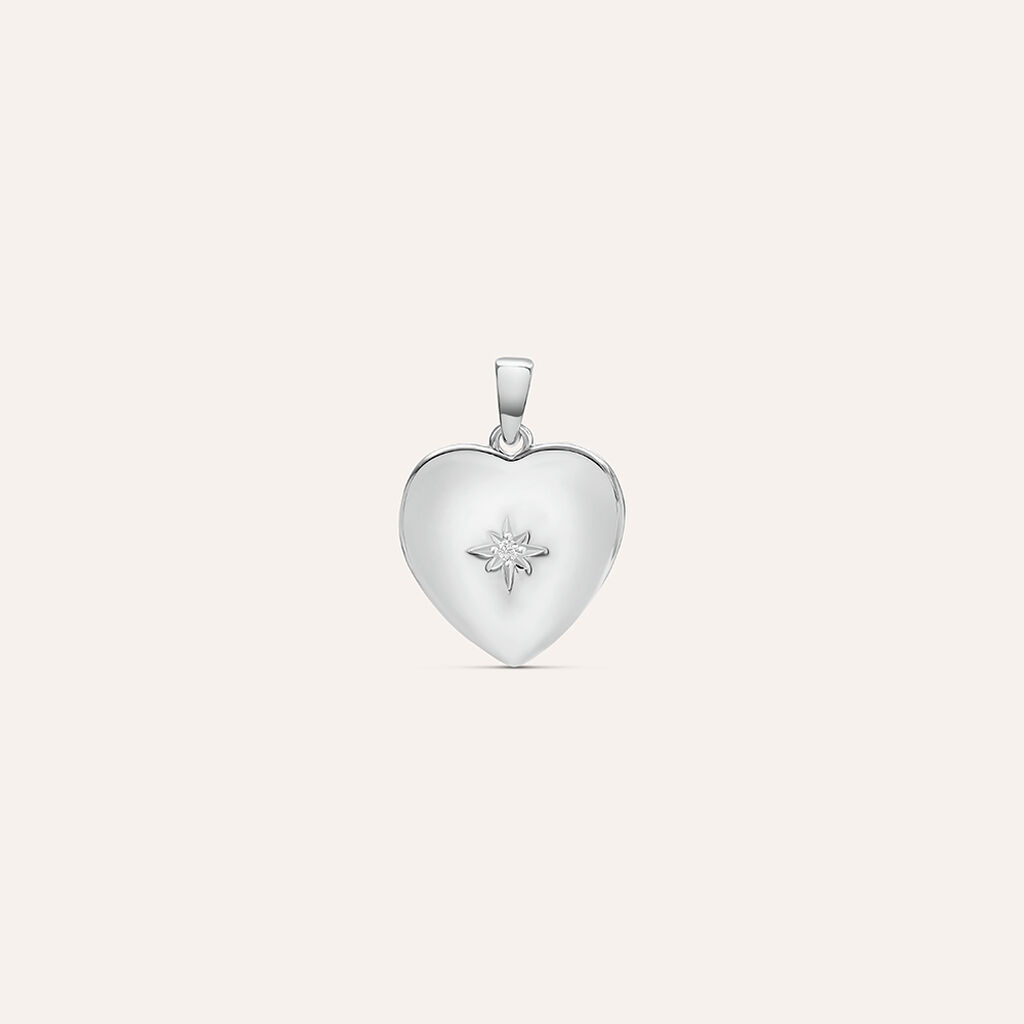 Pendente Portafoto Love Beats Argento Rodiato Cubic Zirconia