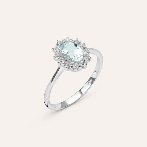 Anello Solitario Kate Acquamarina Oro Bianco Acquamarina Diamante - Anelli con Pietre Donna | Stroili