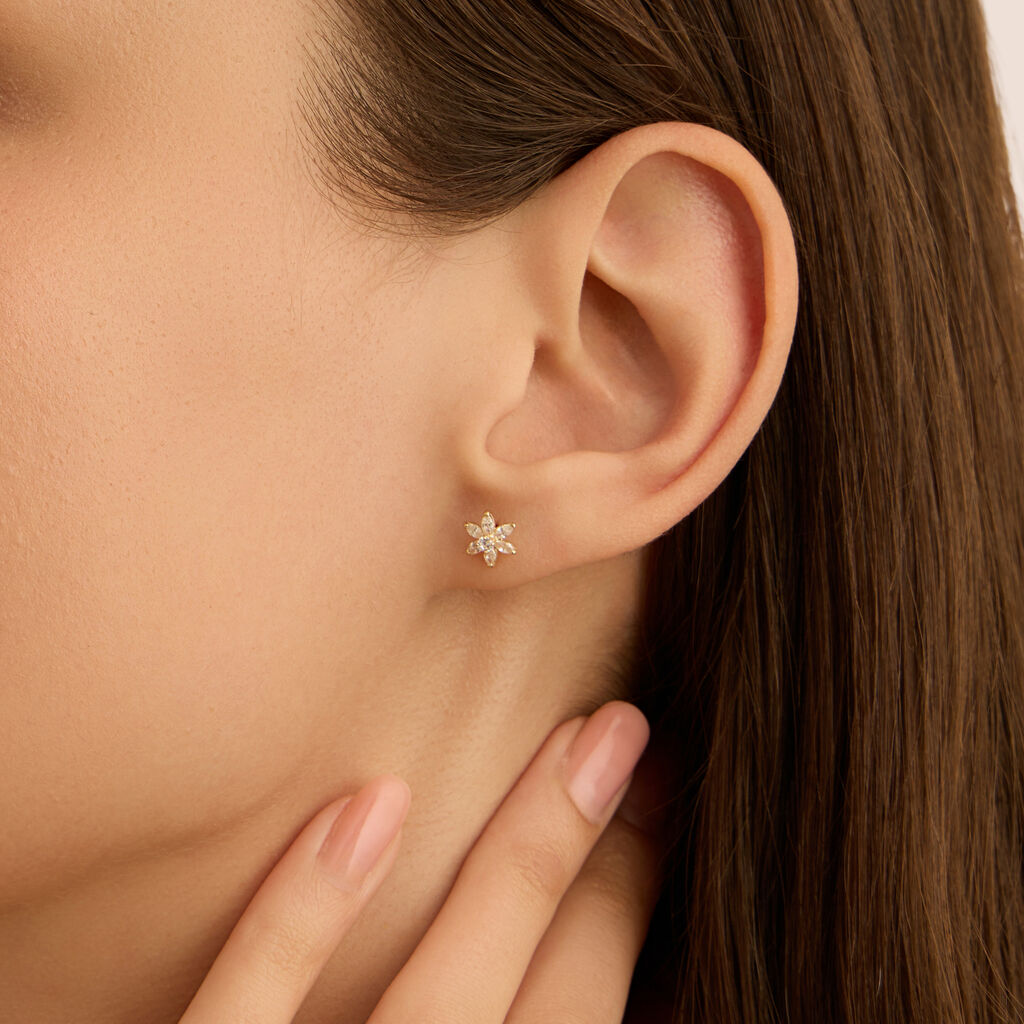 Orecchini Lobo Bon Ton Oro Giallo Cubic Zirconia