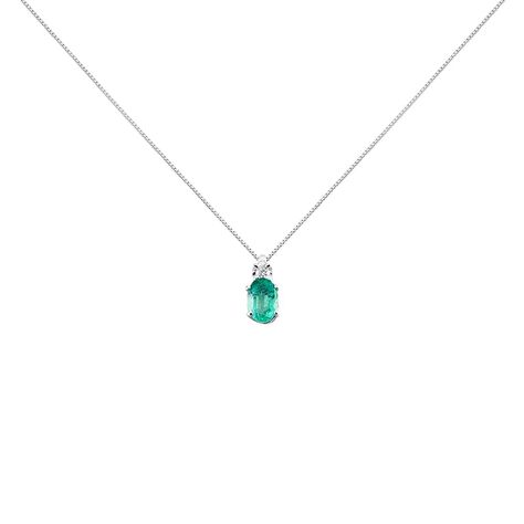 Collana Punto Luce Elizabeth Crown Oro Bianco Smeraldo Diamante - Collane Punto Luce Donna | Stroili