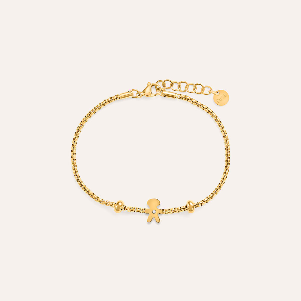 Bead Essential Code Acciaio Dorato Cristallo