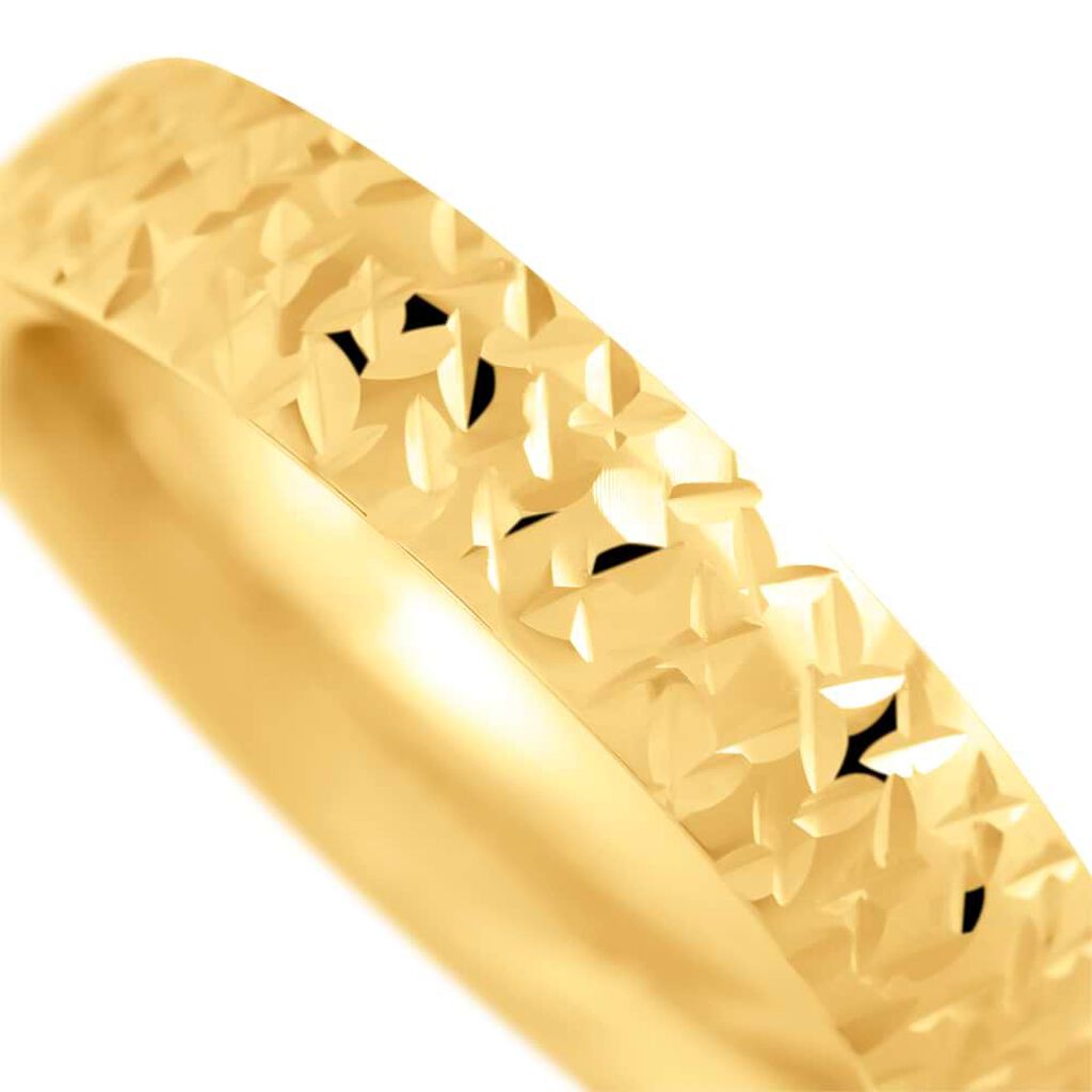 Fede Comoda Leggera Squadrata Diamantata 4 mm Oro Giallo