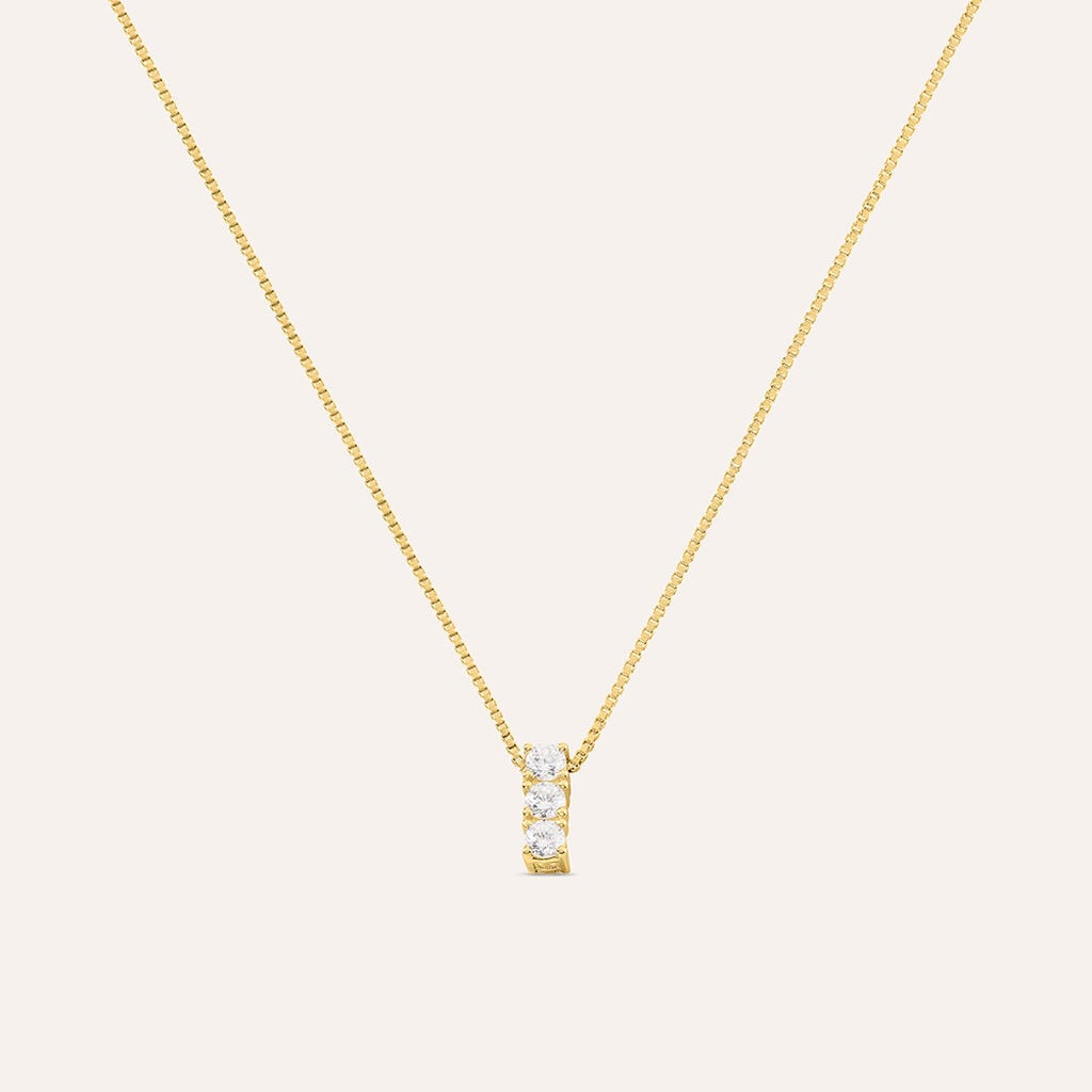 Collana Trilogy Silver Glow Argento Dorato Cubic Zirconia