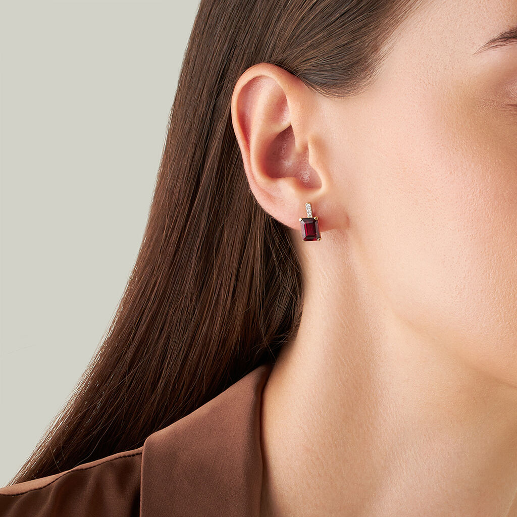 Orecchini Lobo Jasmine Oro Giallo Rodolite Diamante - Orecchini a Lobo Donna | Stroili