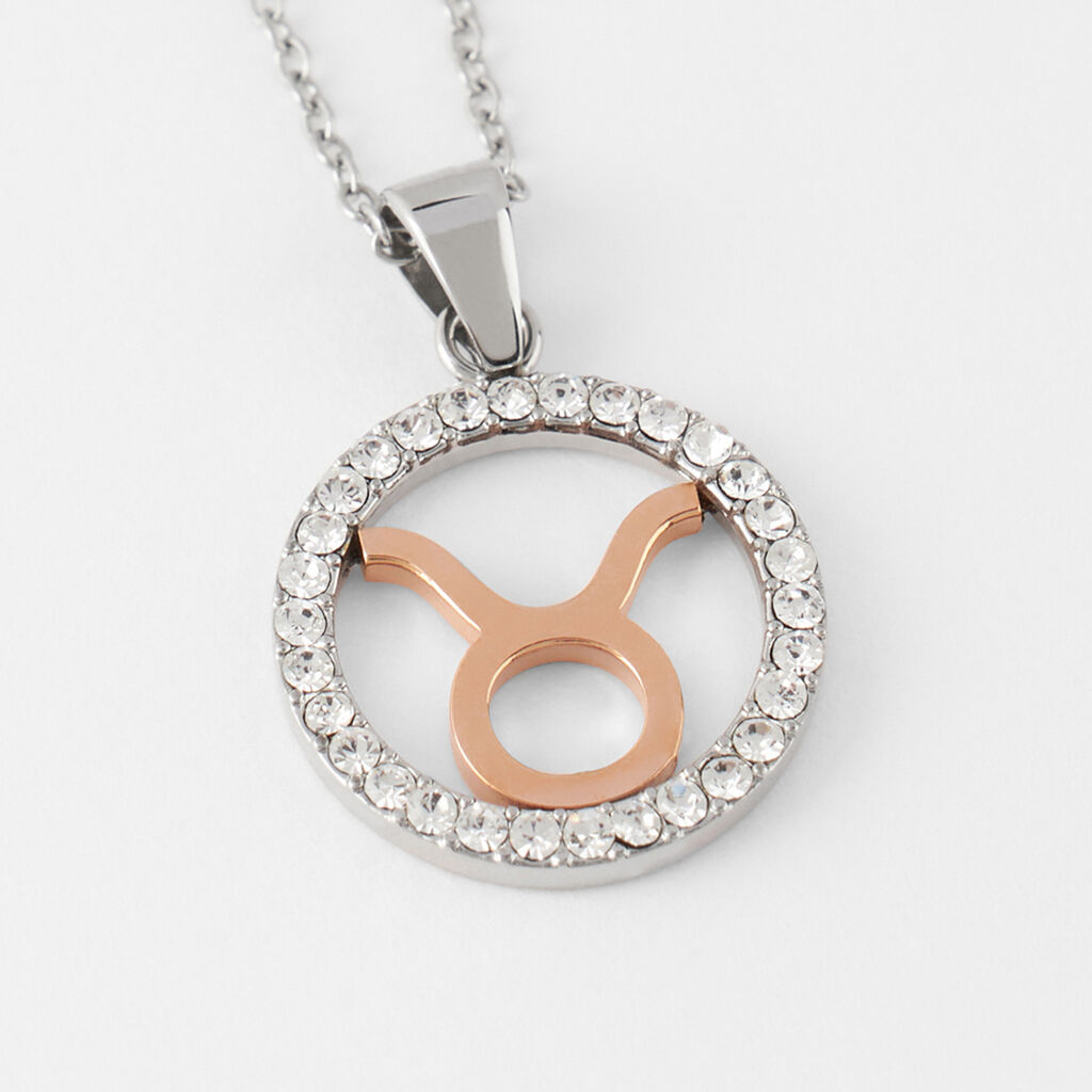 Collana Sunrise Acciaio Bicolore Bianco / Rosa Cubic Zirconia