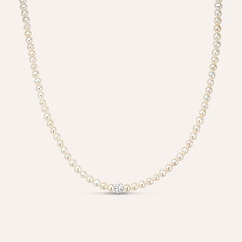 Collana Gabrielle Oro Bianco Perla D'Acqua Dolce Cristallo - Collane Donna | Stroili