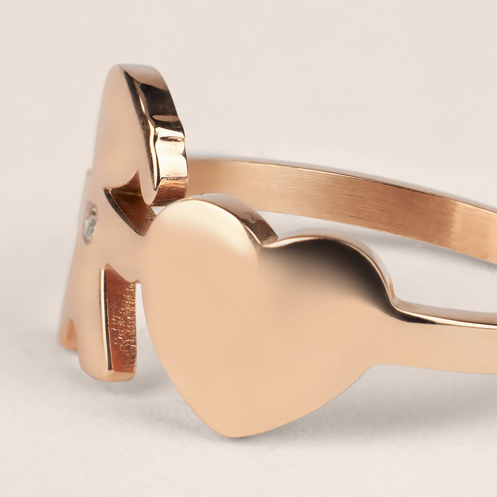 Anello Fantasia Sunrise Acciaio Rosa Cristallo