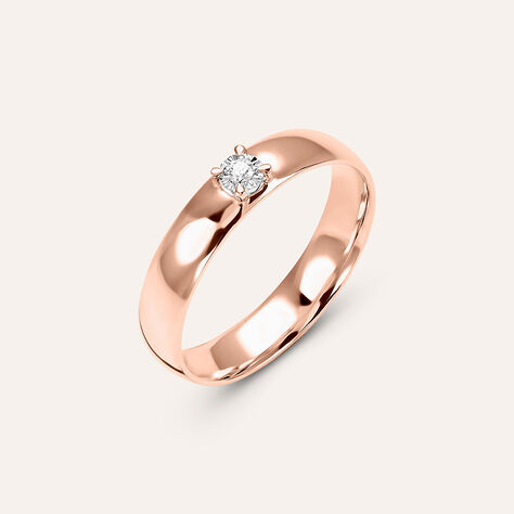 Fede Comoda 4 mm Oro Rosa Diamante - Anelli con Incisione Donna | Stroili