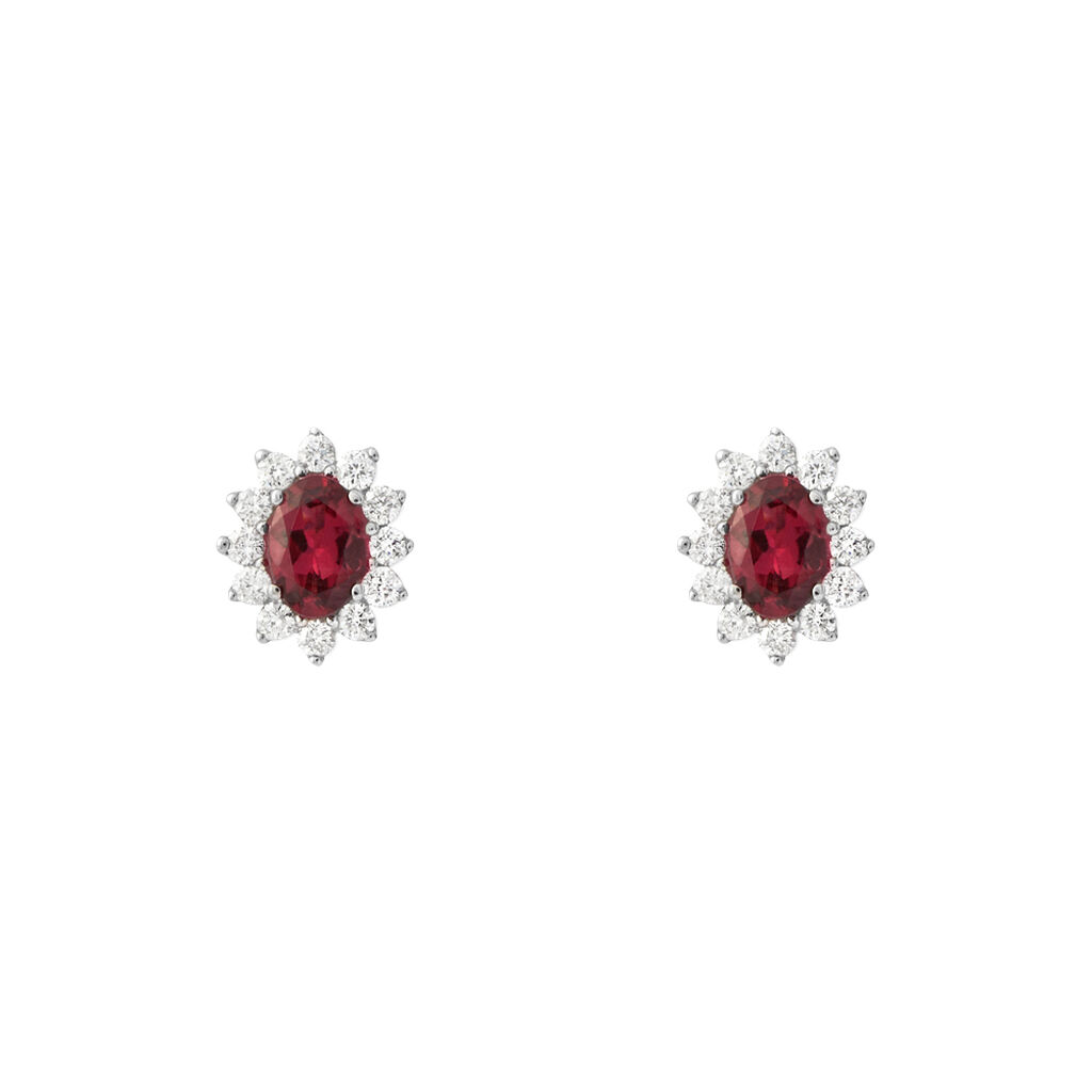 Orecchini Lobo Jasmine Oro Bianco Rodolite Diamante - Orecchini a Lobo Donna | Stroili