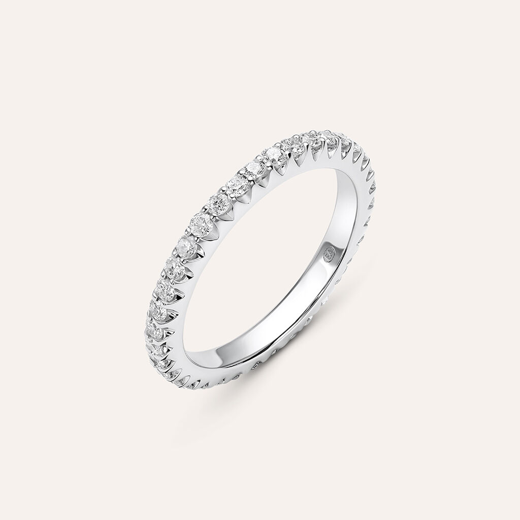 Fede Classica Eternity 2.4 mm Oro Bianco Diamante - Anelli con Incisione Donna | Stroili