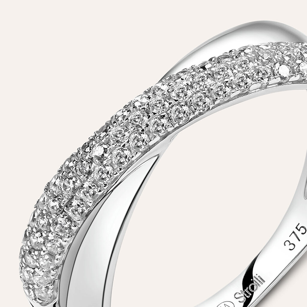 Anello Fascia Claire Oro Bianco Cubic Zirconia - Anelli a Fascia Larga Donna | Stroili