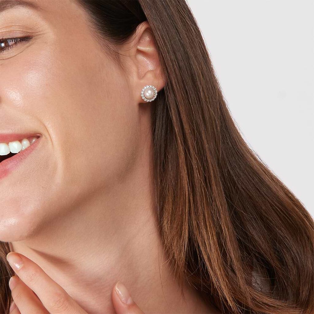 Orecchini Lobo Gold Pearls Oro Bianco Perla D'Acqua Dolce Diamante - Orecchini a Lobo Donna | Stroili