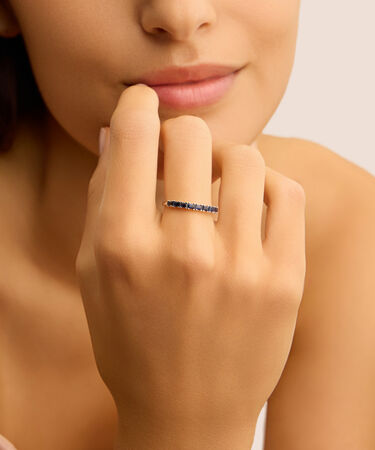 Anello Riviere Charlotte Oro Bianco Zaffiro