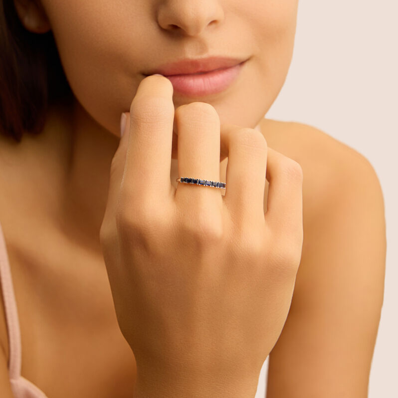 Anello Riviere Charlotte Oro Bianco Zaffiro - Anelli Riviere Donna | Stroili