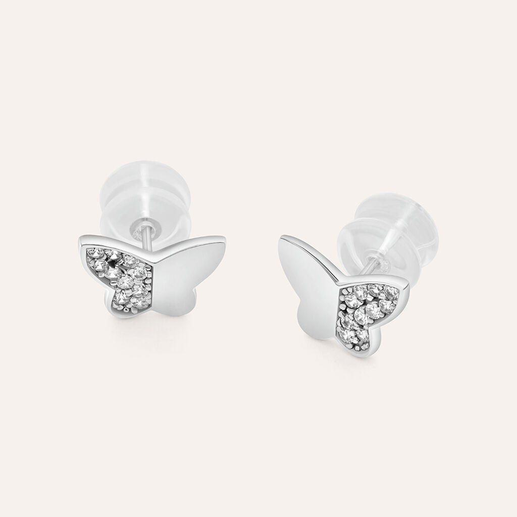 Orecchini Lobo Claire Oro Bianco Cubic Zirconia - Orecchini a Lobo Donna | Stroili