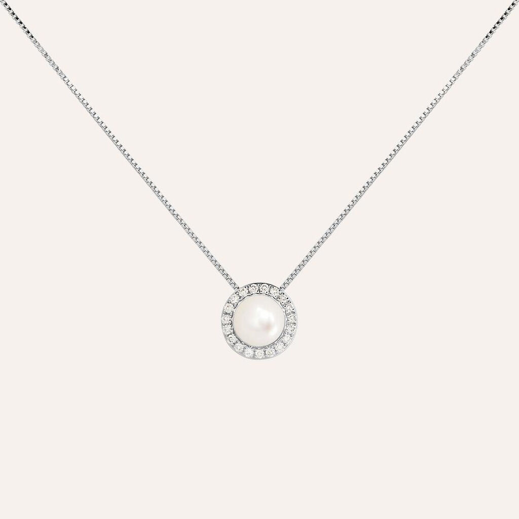 Collana Gabrielle Precious Oro Bianco Perla D'Acqua Dolce Diamante