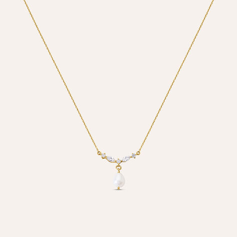 Collana Gabrielle Oro Giallo Perla D'Acqua Dolce Cubic Zirconia - Collane Donna | Stroili